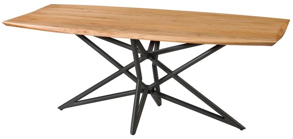 MASSIVMOEBEL24 | Tavolo da pranzo in legno di Acacia 200x100x77 Laccato naturale gambe incrociate