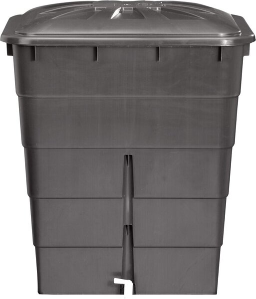 Pluviale rettangolare 300 l grigio grafite, coperchio/tappeto