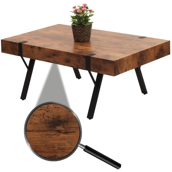 Tavolino MCW-L54, tavolino da salotto, tavolino da divano, metallo 43x110x60 cm ~ rovere selvatico scuro