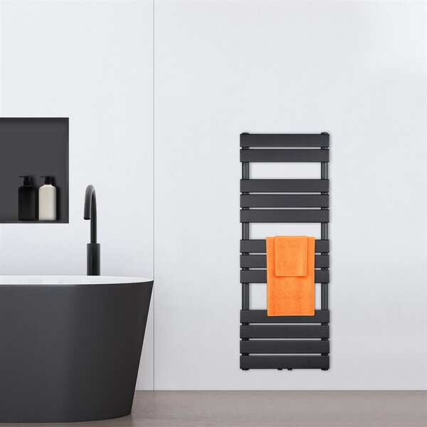 VILSTEIN radiatore da bagno, radiatore da bagno, radiatore per asciugamani attacco laterale e attacco centrale, radiatore da bagno a pannello piatto, radiatore per asciugamani a pannello, nero, 564W, 120x45 cm