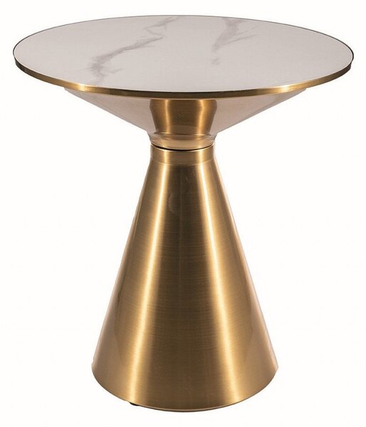 Tavolino da caffè Aries in bianco/oro - d50 x h53 cm