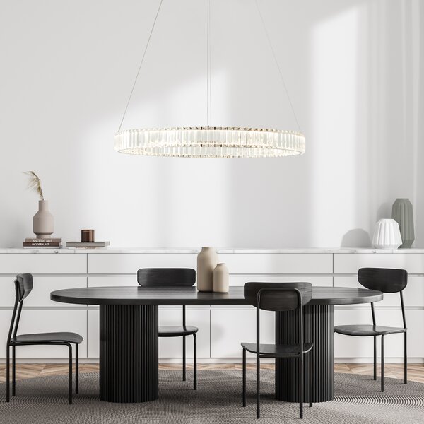 Lampada a sospensione LED QUEEN | lampada a sospensione con Ø 80 cm e look cristallo | dimmerabile tramite telecomando | 50W 6000 lumen 3000-6500 Kelvin | alluminio/plastica