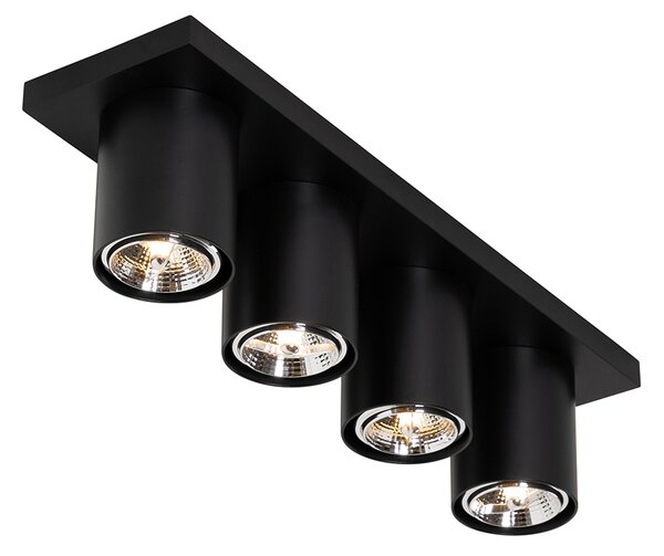 Faretto da soffitto moderno nero 4 luci - Tubo