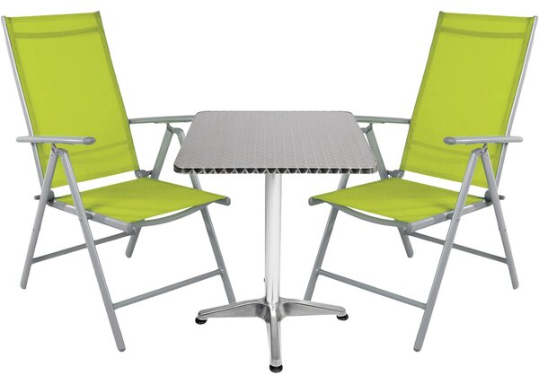 Set da bistrot 3 pezzi Alluminio - Tessile / Lime