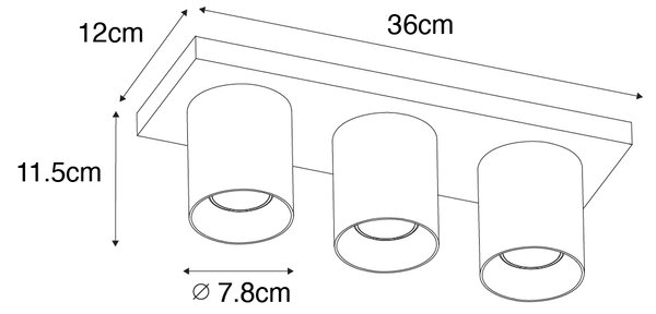Faretto da soffitto moderno bianco 3 luci - Tubo