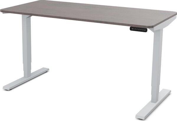 ASSMANN scrivania regolabile elettricamente in altezza Y-Line Curved cemento a vista alluminio bianco antracite, 120x80cm, funzione memoria, funzione motore a 2 ripiegamenti