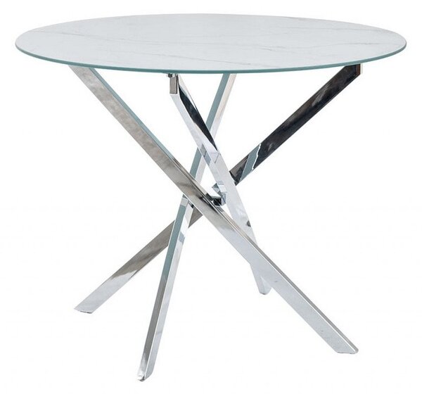 Tavolo rotondo Agis effetto marmo bianco/argento - ø90/h71 cm