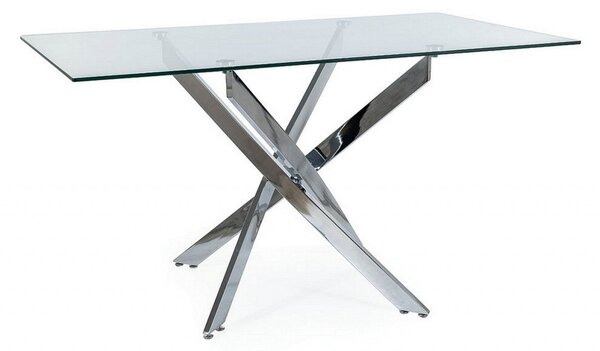 Tavolo rettangolare Agis II in vetro trasparente/argento - L140xl80xh75 cm