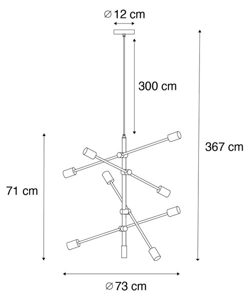 Lampada a sospensione industriale nera a 8 luci - Sydney