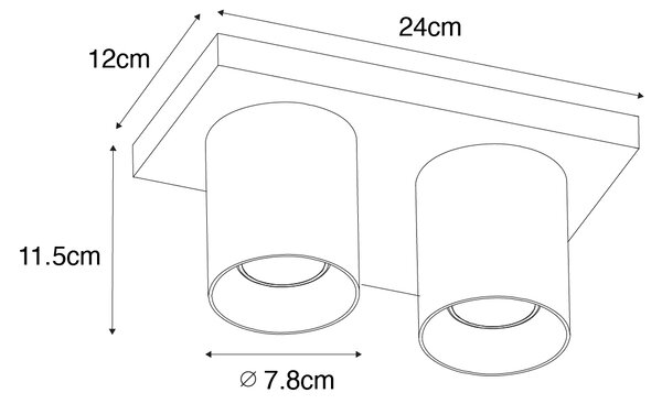 Faretto da soffitto moderno nero 2 luci - Tubo