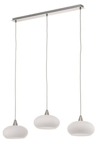 Lucande lampada a sospensione Sharvil, 3 luci, bianco, vetro, 97cm