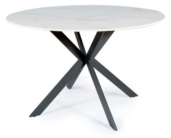 Tavolo rotondo Talia effetto marmo bianco/nero - d120 x h76 cm