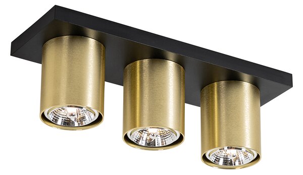 Faretto moderno da soffitto nero con oro a 3 luci - Tubo