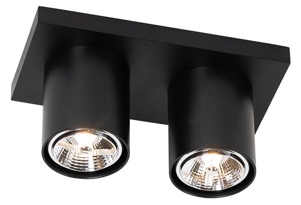 Faretto da soffitto moderno nero 2 luci - Tubo