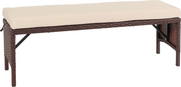 Panchina in polyrattan MCW-G16, panchina da giardino in rattan, settore ristorazione 112 cm ~ marrone, cuscini color crema