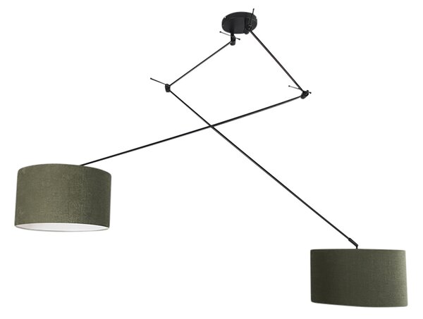 Lampada a sospensione intelligente nera con paralume 35 cm verde incl. 2 WiFi A60 - Blitz