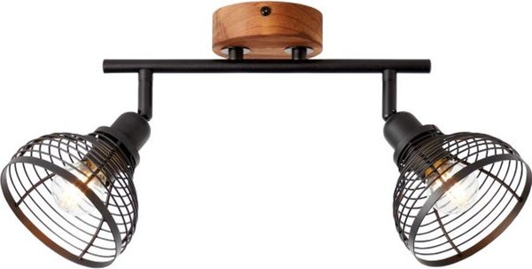 Lampada BRILLIANT, tubo spot Avia 2flg nero/colore legno, metallo/legno, 2x D45, E14, 40W, lampade a goccia (non incluse)
