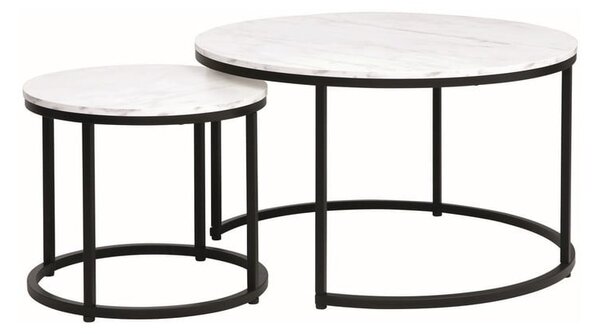 Set di Tavolini da caffè Dion effetto marmo bianco/nero opaco