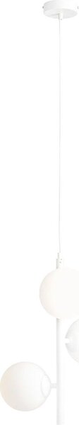 Lampada a sospensione vetro metallo E14 34 cm di larghezza H: max. 120 cm bianco 3 luci paralume a globo lampada a sospensione moderna