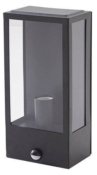Lindby applique da esterno Ilana, nero, sensore, IP44, E27