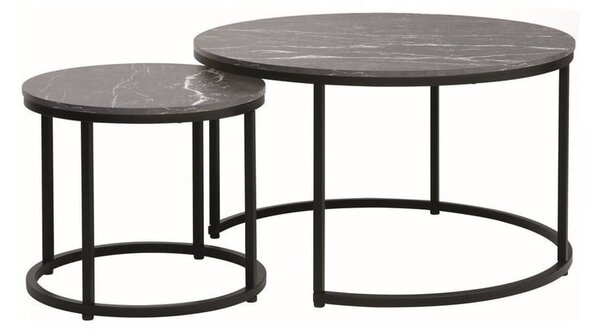 Set di Tavolini da caffè Dion effetto marmo nero/nero opaco
