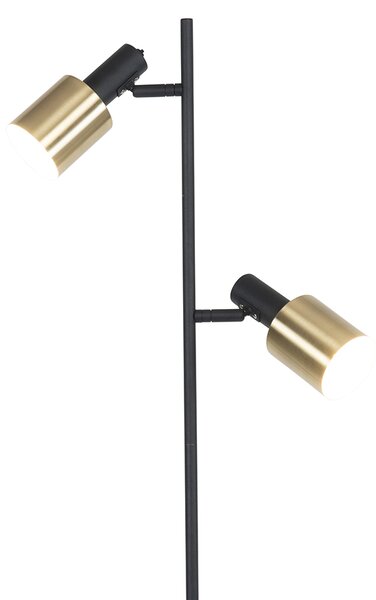Lampada da terra intelligente nera con oro incl. 2 wifi A60 - Stijn