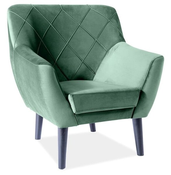 Poltrona in velluto Kier 1 velluto verde Blu78/wenge
