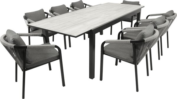 Set FARO da 9 pezzi, alluminio + vetro + corda grigia