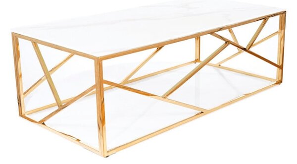 Tavolino da caffè Escada A II effetto marmo bianco/oro - H40
