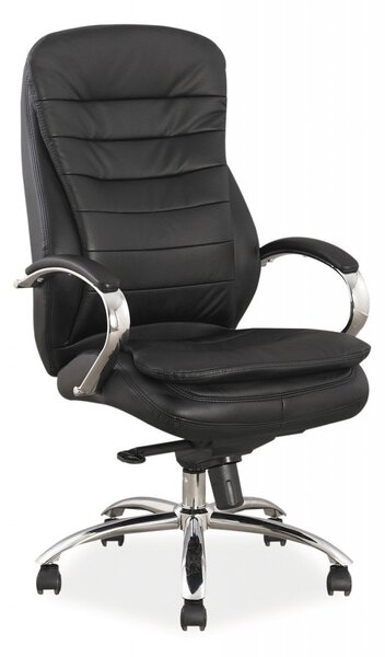 Sedia da ufficio Q-154 in pelle naturale nera