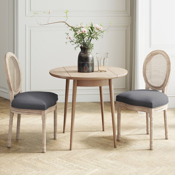 HOMCOM Set di 2 Sedie da Sala da Pranzo - Sedia da Salotto medaglione Stile Luigi XVI - Legno Massello scolpito, patinato