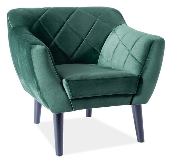 Poltrona Karo 1 in velluto verde - Blu78/wenge