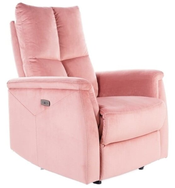 Poltrona reclinabile imbottita Neptun Velvet in velluto rosa - H96