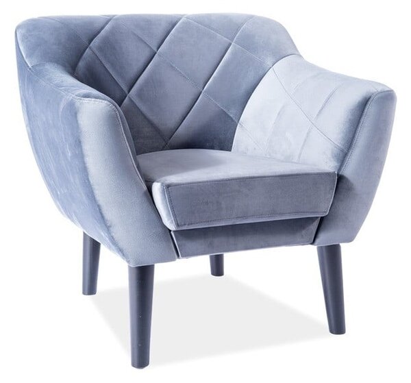 Poltrona Karo 1 in velluto grigio - Blu14/grigio
