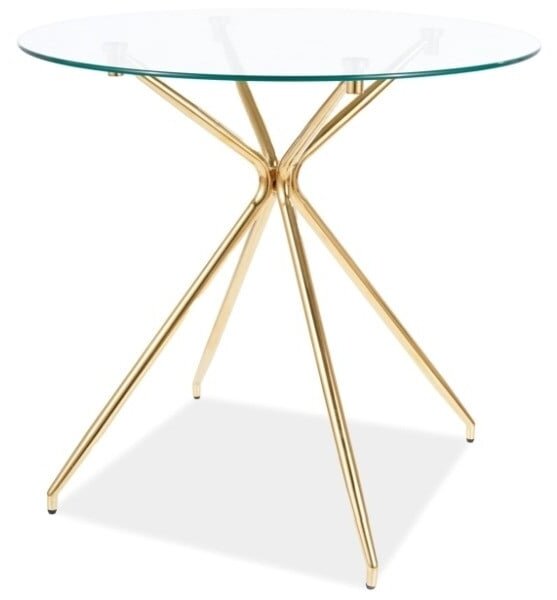 Tavolo rotondo Azalia in vetro trasparente/oro - ø80/h75