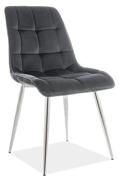 Sedia Chic in velluto nero/cromo - L47 x H41 x H87 cm