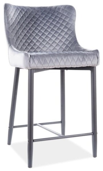 Sgabello da bar Colin imbottito B H-2 in grigio - H 88 cm