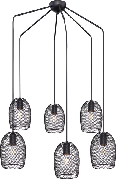 Globo Lighting lampada a sospensione in metallo nero, 6x E27