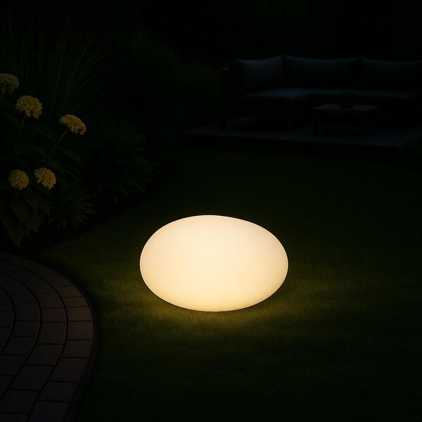 MeLiTec Solar light - Lampada solare da giardino a LED con cambio di colore - per giardino balcone terrazza - larghezza 35 cm - plastica - sfera piatta - LK02-6