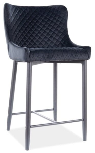 Sgabello da bar Colin imbottito B H-2 in nero - H88 cm