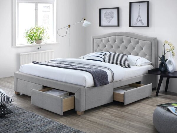 Letto Electra imbottito in grigio - 140 x 200 cm