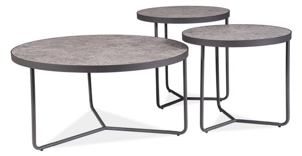 Set di 3 Tavolini da caffè Demeter in grigio/nero