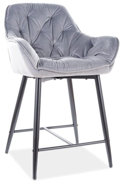 Sgabello da bar Cherry in velluto grigio - Blu14 H-2
