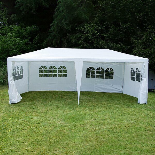 Gazebo VCM | dimensioni circa 3x6 m | telone PE idrorepellente 110g / m² | tenda per feste con pannelli laterali | tenda da giardino con struttura in acciaio | tenda per festival | bianco