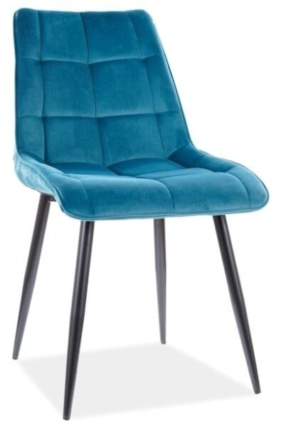 Sedia Chic in velluto turchese/nero - L47 x H41 x H87 cm