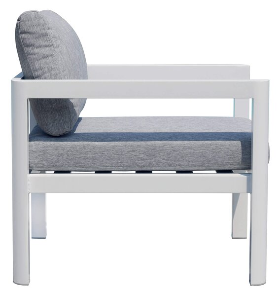 Poltrona da Giardino 70x75x60 cm in Alluminio Bianco con Cuscini Grigio