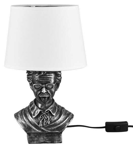 Lampada da tavolo, Vetroceramica, argento, tessuto, bianco, H 36 cm