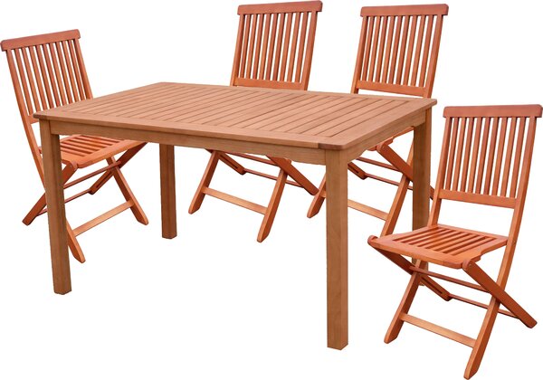 Gruppo da tavolo Garden Pleasure ANGWIN|PITTSBURGH 03 5 pezzi in eucalipto100% oliato 985158-1