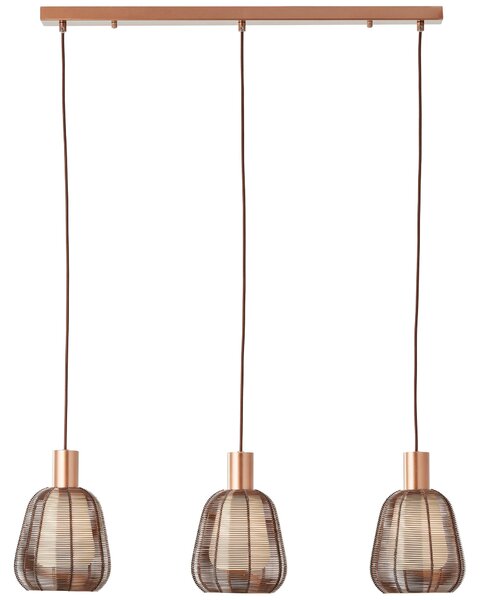 Lampada a sospensione Brilliant Wallace a 3 luci, color caffè scuro, metallo/legno marrone, 3x A60, E27, 40 W