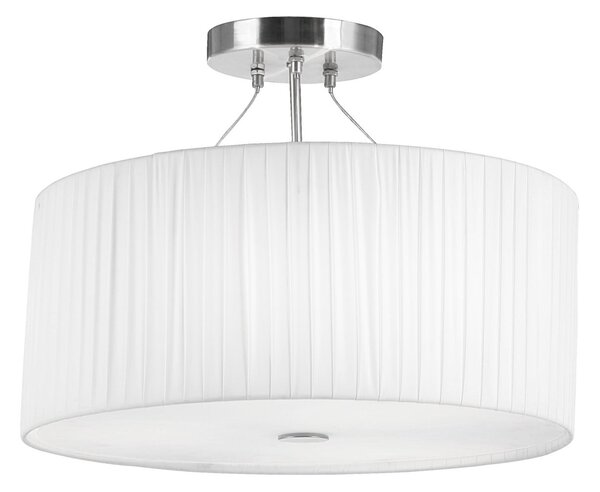 Lampada da soffitto Globo, struttura in metallo nichel opaco, paralume plissettato bianco, vetro trasparente, diametro: 450 mm, altezza: 360 mm, esclusa lampadina: 3 x E27 40W 230V
